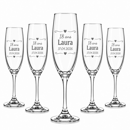 Lot de 6 flûtes à champagne personnalisables 190 ml – Gravure laser – Motifs au choix Tendance Cadeau - 5