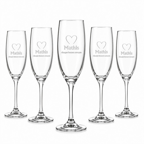 Lot de 6 flûtes à champagne personnalisables 190 ml – Gravure laser – Motifs au choix Tendance Cadeau - 7