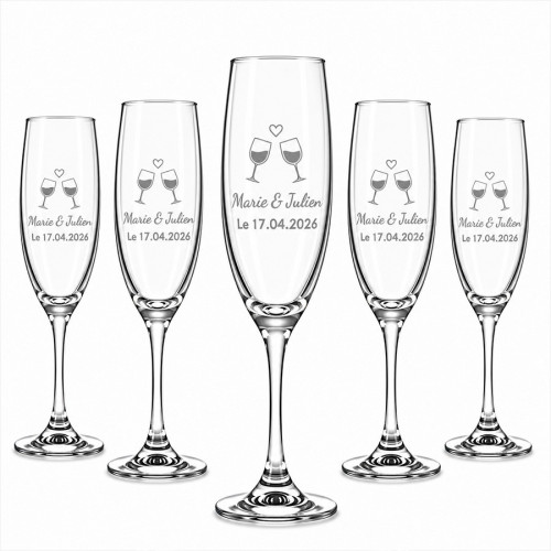 Lot de 6 flûtes à champagne personnalisables 190 ml – Gravure laser – Motifs au choix Tendance Cadeau - 8