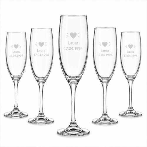 Lot de 6 flûtes à champagne personnalisables 190 ml – Gravure laser – Motifs au choix Tendance Cadeau - 1