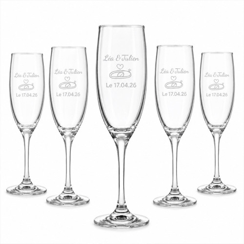 Lot de 6 flûtes à champagne personnalisables 190 ml – Gravure laser – Motifs au choix Tendance Cadeau - 9