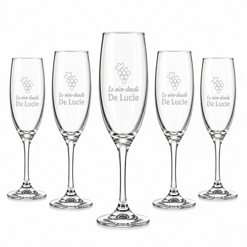 Lot de 6 flûtes à champagne personnalisables 190 ml – Gravure laser – Motifs au choix Tendance Cadeau - 11