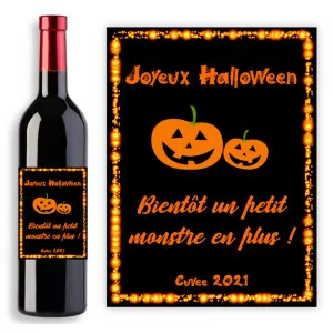 Étiquette personnalisable pour bouteille de vin - Modèle Halloween Tendance Cadeau - 1