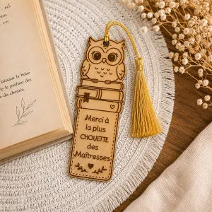 Marque-page en bois personnalisé Chouette Tendance Cadeau - 1