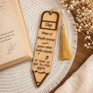 Marque-page en bois personnalisé crayon Tendance Cadeau - 1