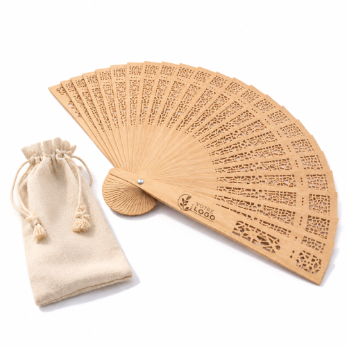 Éventail en bois personnalisable avec logo ou message Tendance Cadeau - 1