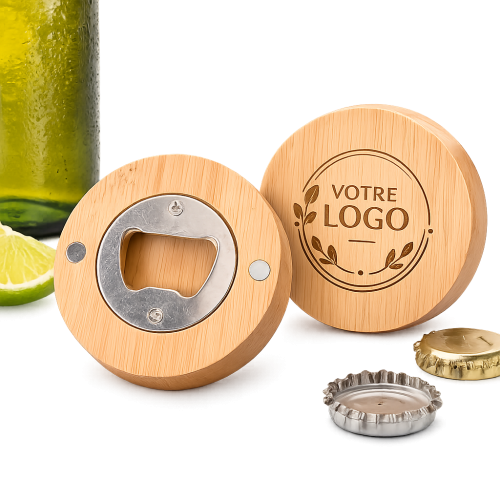 Décapsuleur magnétique en bois personnalisé avec logo ou message Tendance Cadeau - 1