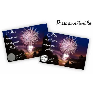 Carte à gratter nouvel an personnalisable modèle feu d'artifice Tendance Cadeau - 1
