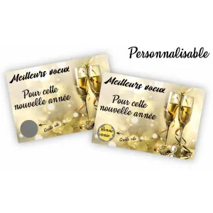 Carte à gratter nouvel an personnalisable pour une annonce originale modèle champagne Tendance Cadeau - 1