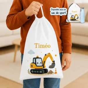 Sac à doudou ou sac de gym personnalisé modèle pelleteuse Tendance Cadeau - 1