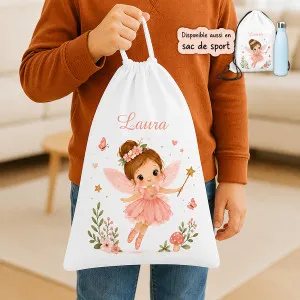 Sac à doudou ou sac de gym personnalisé modèle fée Tendance Cadeau - 1