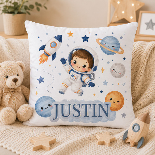 Coussin personnalisé enfant Espace avec prénom – 40 x 40 cm Tendance Cadeau - 1