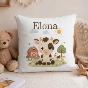 Coussin personnalisé enfant Ferme avec prénom – 40 x 40 cm Tendance Cadeau - 1