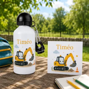 Gourde personnalisée pelleteuse avec prénom Tendance Cadeau - 1