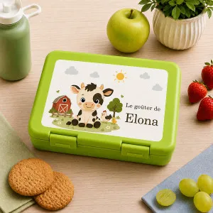 Boîte à goûter personnalisée Ferme avec prénom Tendance Cadeau - 1