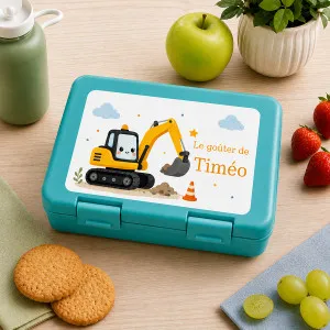 Boîte à goûter personnalisée pelleteuse avec prénom Tendance Cadeau - 1