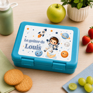 Boîte à goûter personnalisée Espace avec prénom Tendance Cadeau - 1