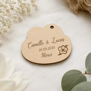 Étiquette en bois personnalisée Fleur Tendance Cadeau - 1