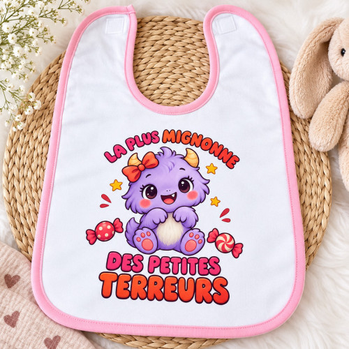 Bavoir bébé « La plus mignonne des petites terreurs » Tendance Cadeau - 1