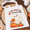 Tote bag Halloween personnalisé avec prénom – Fantôme et citrouilles Tendance Cadeau - 1