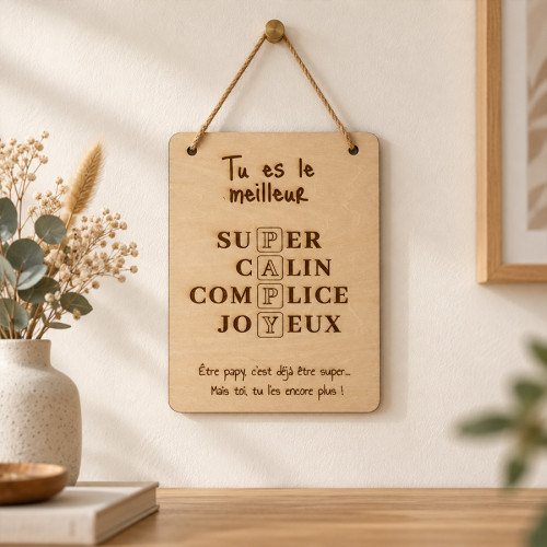 Affiche en bois Papy « Tu es le meilleur » – Cadeau Fête des Grands-Pères Tendance Cadeau - 1