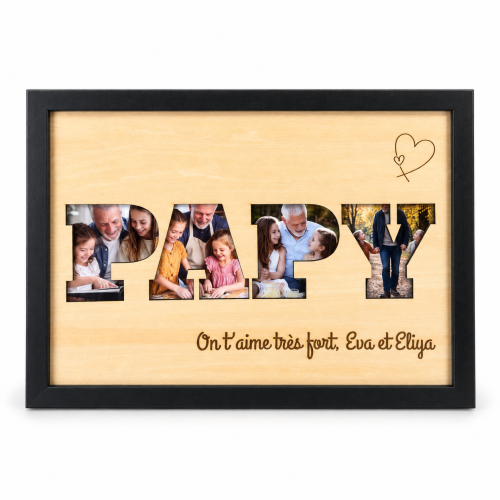 Cadre Papy personnalisé avec photos et texte – Affiche en bois A4 Tendance Cadeau - 4