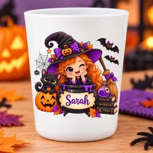 Gobelet Halloween enfant personnalisé avec prénom – Petite sorcière Tendance Cadeau - 1