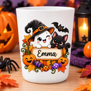 Gobelet Halloween enfant personnalisé avec prénom – Modèle fantôme Tendance Cadeau - 1