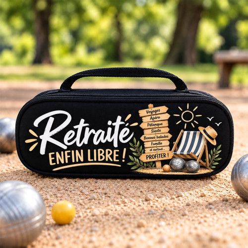 Sacoche de pétanque Retraite « Enfin libre ! » – Cadeau départ en retraite Tendance Cadeau - 1