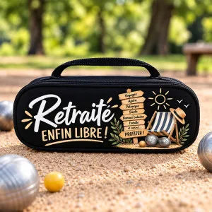 Sacoche de pétanque Retraite « Enfin libre ! » – Cadeau départ en retraite Tendance Cadeau - 1