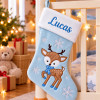 Chaussette de Noël biche bleue personnalisée avec prénom brodé Tendance Cadeau - 1