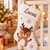 Chaussette de Noël renne blanche personnalisée avec prénom brodé Tendance Cadeau - 1