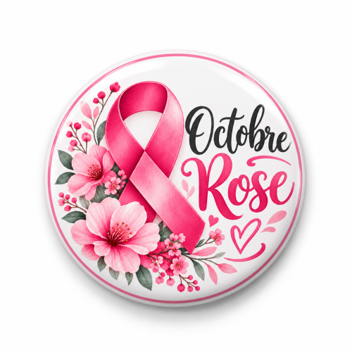 Badge Octobre Rose à épingle – Ruban rose fleuri – Badge de soutien Tendance Cadeau - 2