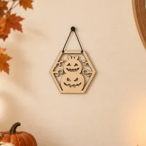 Décoration Halloween en bois à suspendre – Citrouilles Tendance Cadeau - 1