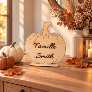 Citrouille Halloween en bois personnalisée Famille Tendance Cadeau - 1