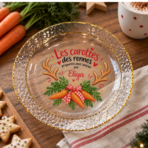 Assiette des carottes des rennes personnalisée avec prénom(s) Tendance Cadeau - 1