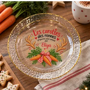 Assiette des carottes des rennes personnalisée avec prénom(s) Tendance Cadeau - 1