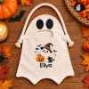 Sac à bonbons Halloween fantôme personnalisé avec prénom Tendance Cadeau - 1