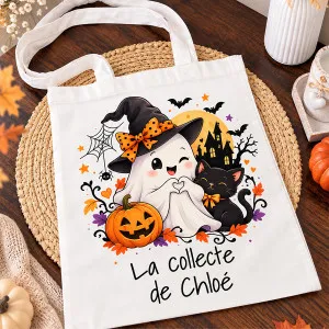 Tote bag Halloween personnalisable avec texte ou prénom Tendance Cadeau - 1