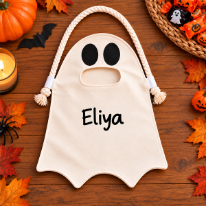 Sac à bonbons Halloween fantôme personnalisé avec prénom 2 Tendance Cadeau - 1