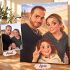 Toile photo personnalisée effet dessin animé 3D – Portrait famille, couple ou enfant Tendance Cadeau - 1
