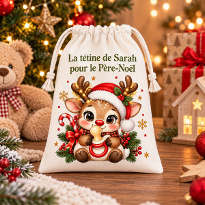 Sac à tétine personnalisé Modèle Biche de Noël Tendance Cadeau - 1