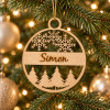 Boule de Noël Sapins et Flocons personnalisée en bois Tendance Cadeau - 1