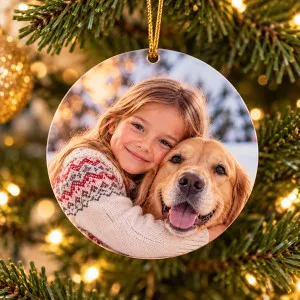 Boule de Noël personnalisée avec photo – Modèle rond Tendance Cadeau - 1