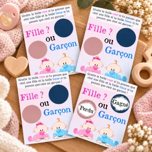 Lot de 4 cartes à gratter fille ou garçon – Gagné ou perdu Tendance Cadeau - 1