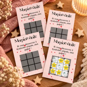 Lot de 4 cartes à gratter morpion – Annonce grossesse originale Tendance Cadeau - 1