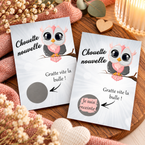 Carte à gratter personnalisable – Modèle chouette, avec votre message Tendance Cadeau - 1