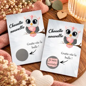 Carte à gratter personnalisable – Modèle chouette, avec votre message Tendance Cadeau - 1