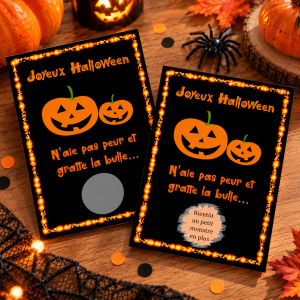 Carte à gratter noire citrouilles personnalisable avec le message de votre choix Tendance Cadeau - 1
