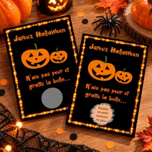 Carte à gratter noire citrouilles personnalisable avec le message de votre choix Tendance Cadeau - 1